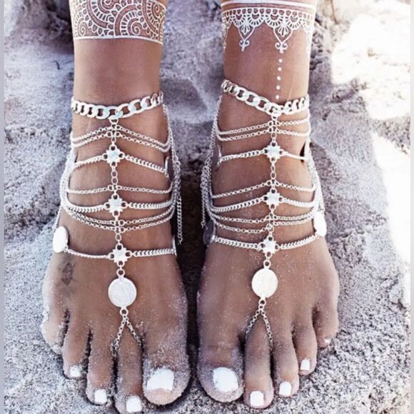 Free People Jewelry - Silver boho anklet #1260